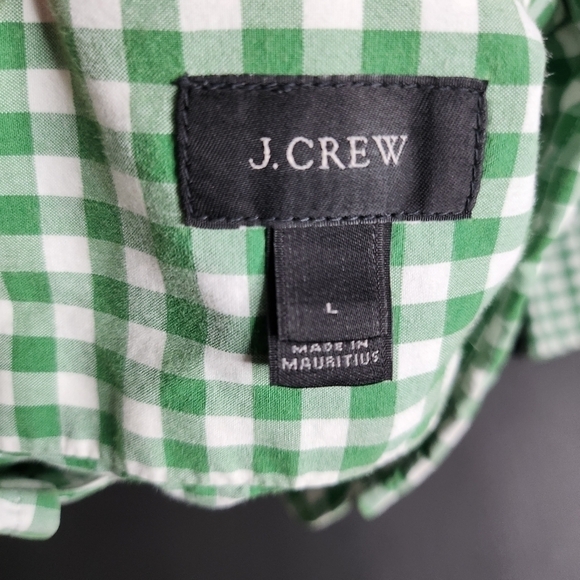 J. Crew Kelley Green Gingham Button Down 100% Cotton Men's Large Shirt - Picture 3 of 11